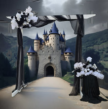 Load image into Gallery viewer, White arbour black &amp; white flowers x 2 - HIRE ONLY
