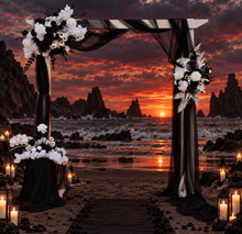 Load image into Gallery viewer, White arbour black &amp; white flowers x 3 - HIRE ONLY

