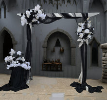 Load image into Gallery viewer, White arbour black &amp; white flowers x 3 - HIRE ONLY
