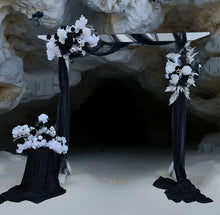 Load image into Gallery viewer, White arbour black &amp; white flowers x 3 - HIRE ONLY
