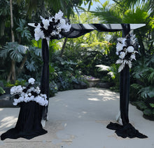 Load image into Gallery viewer, White arbour black &amp; white flowers x 3 - HIRE ONLY
