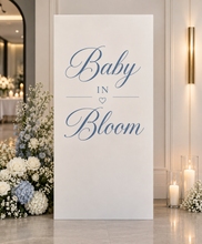 Load image into Gallery viewer, Small white rectangular arch backdrop / welcome sign - HIRE ONLY
