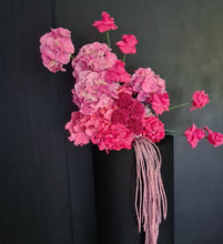 Load image into Gallery viewer, Hot pink fuchsia plinth / floor flowers - HIRE ONLY
