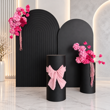 Load image into Gallery viewer, Black &amp; pink package - 2 x black arch, 2 x flowers &amp; 2 x plinths - HIRE ONLY
