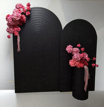 Load image into Gallery viewer, Black &amp; pink package - 2 x black arch, 2 x flowers &amp; 1 x plinth - HIRE ONLY
