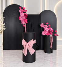 Load image into Gallery viewer, Black &amp; pink package - 3 x black arch, 2 x flowers &amp; 2 x plinths - HIRE ONLY
