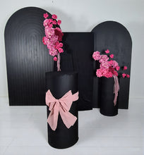 Load image into Gallery viewer, Black &amp; pink package - 3 x black arch, 2 x flowers &amp; 2 x plinths - HIRE ONLY
