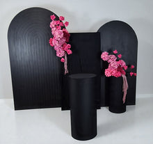 Load image into Gallery viewer, Black &amp; pink package - 3 x black arch, 2 x flowers &amp; 2 x plinths - HIRE ONLY

