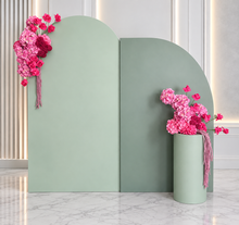 Load image into Gallery viewer, Green &amp; pink package – 2 x arch, 2 x flowers &amp; 1 x plinth - HIRE ONLY

