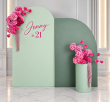 Load image into Gallery viewer, Green &amp; pink package – 2 x arch, 2 x flowers &amp; 1 x plinth - HIRE ONLY
