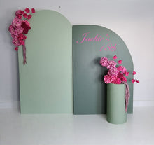 Load image into Gallery viewer, Green &amp; pink package – 2 x arch, 2 x flowers &amp; 1 x plinth - HIRE ONLY
