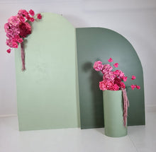 Load image into Gallery viewer, Green &amp; pink package – 2 x arch, 2 x flowers &amp; 1 x plinth - HIRE ONLY
