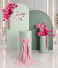 Load image into Gallery viewer, Green &amp; pink package – 2 x arch, 2 x flowers &amp; 2 x plinths - HIRE ONLY
