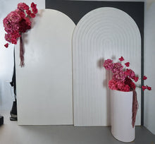 Load image into Gallery viewer, Pink package – 2 x white arch, 2 x flowers, 1 x plinth - HIRE ONLY
