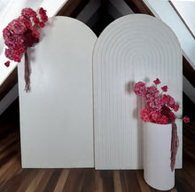 Load image into Gallery viewer, Pink package – 2 x white arch, 2 x flowers, 1 x plinth - HIRE ONLY
