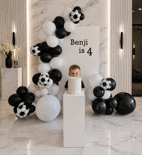 Load image into Gallery viewer, Kids Birthday BOY - Small backdrop, balloons &amp; cake stand - HIRE ONLY
