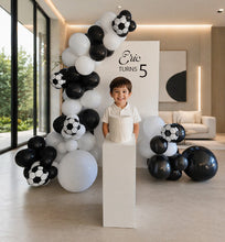 Load image into Gallery viewer, Kids Birthday BOY - Small backdrop, balloons &amp; cake stand - HIRE ONLY

