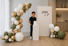 Load image into Gallery viewer, Kids Birthday BOY - 2 x backdrop, balloons &amp; cake stand - HIRE ONLY
