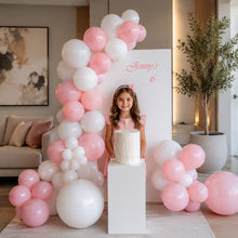 Load image into Gallery viewer, Kids Birthday GIRL - Small backdrop, balloons &amp; cake stand - HIRE ONLY
