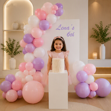 Load image into Gallery viewer, Kids Birthday GIRL - Small backdrop, balloons &amp; cake stand - HIRE ONLY
