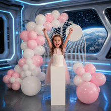 Load image into Gallery viewer, Kids Birthday GIRL - Mesh backdrop, balloons &amp; cake stand - HIRE ONLY
