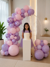 Load image into Gallery viewer, Kids Birthday GIRL - Mesh backdrop, balloons &amp; cake stand - HIRE ONLY
