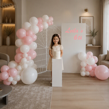 Load image into Gallery viewer, Kids Birthday GIRL - 2 x backdrop, balloons &amp; cake stand - HIRE ONLY
