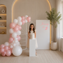 Load image into Gallery viewer, Kids Birthday GIRL - 2 x backdrop, balloons &amp; cake stand - HIRE ONLY
