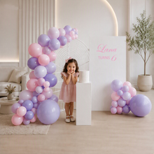Load image into Gallery viewer, Kids Birthday GIRL - 2 x backdrop, balloons &amp; cake stand - HIRE ONLY
