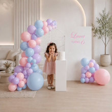 Load image into Gallery viewer, Kids Birthday GIRL - 2 x backdrop, balloons &amp; cake stand - HIRE ONLY
