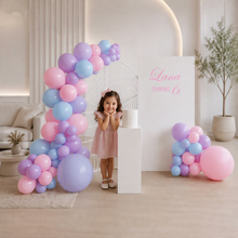Load image into Gallery viewer, Kids Birthday GIRL - 2 x backdrop, balloons &amp; cake stand - HIRE ONLY
