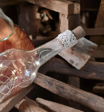 Load image into Gallery viewer, Boho Lace - Glass bottles with fairy lights - HIRE ONLY
