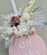 Load image into Gallery viewer, Baby Shower  Oh Baby welcome sign w Blush Flowers - HIRE ONLY
