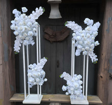 Load image into Gallery viewer, White hanging flowers MEDIUM - backdrop / arbour / easel - HIRE ONLY

