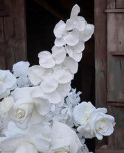 Load image into Gallery viewer, White hanging flowers MEDIUM - backdrop / arbour / easel - HIRE ONLY
