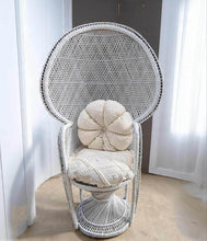 Load image into Gallery viewer, White peacock chair with cushions LARGE - HIRE ONLY
