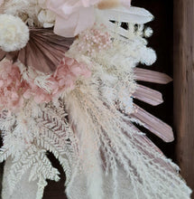 Load image into Gallery viewer, Everlasting Dusty pastel pink chair / backdrop /easel flowers - HIRE ONLY
