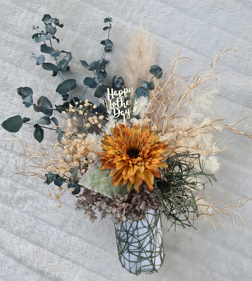Mother's day everlasting flowers - orange, neutral & green