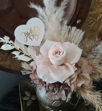 Load image into Gallery viewer, Boho neutral preserved rose Mother&#39;s day flowers in unique pot &amp; tray
