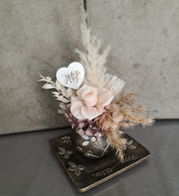 Load image into Gallery viewer, Boho neutral preserved rose Mother&#39;s day flowers in unique pot &amp; tray

