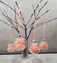 Load image into Gallery viewer, Set of 4 Preserved Flowers Christmas baubles in Blush Peach
