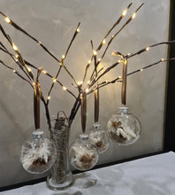 Load image into Gallery viewer, Set of 4 Preserved Flowers Christmas baubles in earth colours
