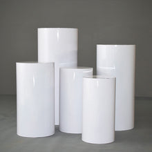 Load image into Gallery viewer, White cylinder plinth cake or flower stand - 55cm - HIRE ONLY
