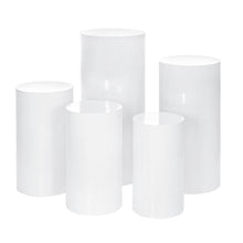 Load image into Gallery viewer, White cylinder plinth cake or flower stand - 55cm - HIRE ONLY
