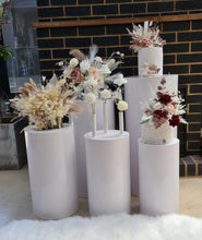 Load image into Gallery viewer, White cylinder plinth cake or flower stand - 90cm - HIRE ONLY
