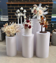 Load image into Gallery viewer, White cylinder plinth cake or flower stand - 90cm - HIRE ONLY
