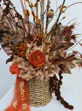 Load image into Gallery viewer, Terracotta preserved peony in wicker pot - MOT05
