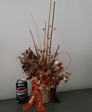 Load image into Gallery viewer, Terracotta preserved peony in wicker pot - MOT05
