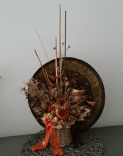 Load image into Gallery viewer, Terracotta preserved peony in wicker pot - MOT05
