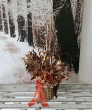 Load image into Gallery viewer, Terracotta preserved peony in wicker pot - MOT05
